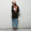 Fashion V-neck Long Sleeve Slit Design Pure Color Backless Women Sweater