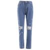 Women Fresh Distressed Ripped Loose-fitted Pencil Jeans