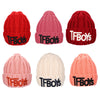 Stylish Letter Print Pure Color Ladies Warm Knitted Hat