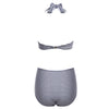 Cute Women Separated High Waist Bikini Set Stripe Pattern Bathing Suit