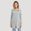 Trendy Button Design Pure Color Slit Asymmetrical Blouse for Ladies
