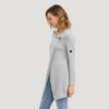 Trendy Button Design Pure Color Slit Asymmetrical Blouse for Ladies
