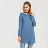 Trendy Button Design Pure Color Slit Asymmetrical Blouse for Ladies