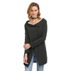 Trendy Button Design Pure Color Slit Asymmetrical Blouse for Ladies