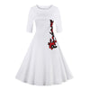 Round Neck Floral Embroidery Women Dress