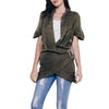 Shawl Collar Buckled Surplice Sweater Dress