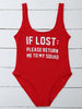 If Lost Letter Unlined One Piece Swimsuit