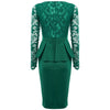 V Neck Long Sleeve See-through Lace Spliced Women Dress