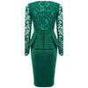 V Neck Long Sleeve See-through Lace Spliced Women Dress