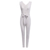 Sexy Plunging Sleeveless Waist Bandage Design Sheath Romper for Ladies
