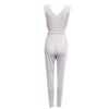 Sexy Plunging Sleeveless Waist Bandage Design Sheath Romper for Ladies