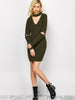 Choker Neck Short Sheath Fitted Sweater Dress