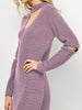 Choker Neck Short Sheath Fitted Sweater Dress