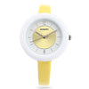MINGZAN 6213 Female Quartz Watch Daily Water Resistance Slender Leather Band Wristwatch