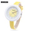 MINGZAN 6213 Female Quartz Watch Daily Water Resistance Slender Leather Band Wristwatch