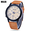 MILER 83125 Unisex Quartz Watch Leather Band Luminous Pointer Daily Water Resistance Wristwatch
