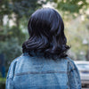 AISIHAIR Women Medium Big Wavy Side Parting Black Synthetic Wigs