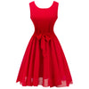 Retro Sleeveless Belted High Waisted Swing Dress