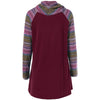 Women Cowl Neck Colorful Striped T-shirt