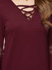 V Neck Lace-Up Flare Sleeve Loose T-Shirt