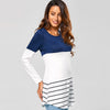 Women Striped Lace Panel Long Sleeve T-shirt