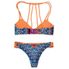 Geometric Pattern Ombre Strappy Bikini Set