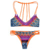 Geometric Pattern Ombre Strappy Bikini Set
