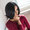 AISIHAIR Women Charming Straight Medium Synthetic Curly Tail Black Wigs