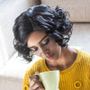AISIHAIR Women Short Curly Side Parting Heat Resistant Synthetic Black Wigs