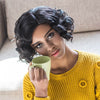 AISIHAIR Women Short Curly Side Parting Heat Resistant Synthetic Black Wigs