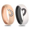 Sweet Valentine Gift Love Heart Shape Geometric Round Pattern Stainless Steel Couple Bridal Ring