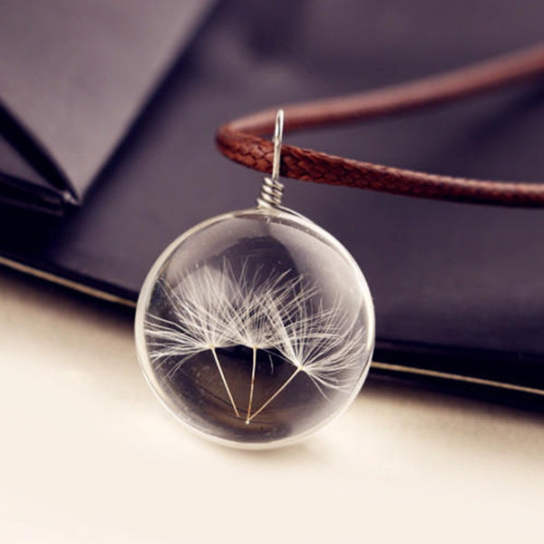 Glass Ball Dandelions Necklace
