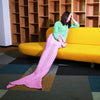 Weave Mermaid Blanket Knitted Yarn Fish Shape Nap Sleeping Bed Sofa Rug - 1.6M