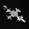 Classic Unisex Flower Cross Shape Pewter Slide Pendant