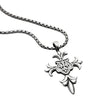 Classic Unisex Flower Cross Shape Pewter Slide Pendant