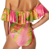 Off Shoulder Leaf Print Swimwear