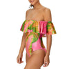 Off Shoulder Leaf Print Swimwear