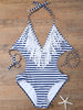 Halter Tassels Striped One Piece Monokini Swimwear