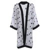 Fashionable Three Quarter Sleeve Collarless Dot Print Chiffon Women Cardigan