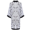 Fashionable Three Quarter Sleeve Collarless Dot Print Chiffon Women Cardigan