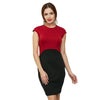 Brief Short Sleeve Round Collar Color Block Women Dress