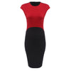 Brief Short Sleeve Round Collar Color Block Women Dress