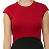Brief Short Sleeve Round Collar Color Block Women Dress