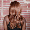 Qianbaihui Long Wavy Side Bangs Brown Synthetic Wig