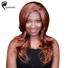 Qianbaihui Long Wavy Side Bangs Brown Synthetic Wig