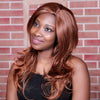 Qianbaihui Long Wavy Side Bangs Brown Synthetic Wig