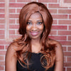 Qianbaihui Long Wavy Side Bangs Brown Synthetic Wig