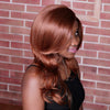 Qianbaihui Long Wavy Side Bangs Brown Synthetic Wig