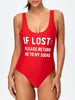 If Lost Letter Unlined One Piece Swimsuit