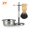 ZY Men Classic Shaving Kit Pure Badger Hair Brush Stand Holder Soap Bowl for Razor Facial Cleaning Tools